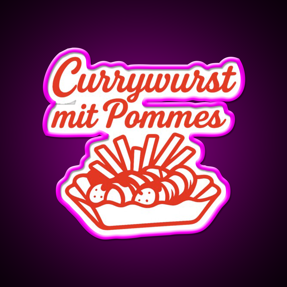 Currywurst With Fries Fast Food Led Neon Sign For Burger Place Rgb Color