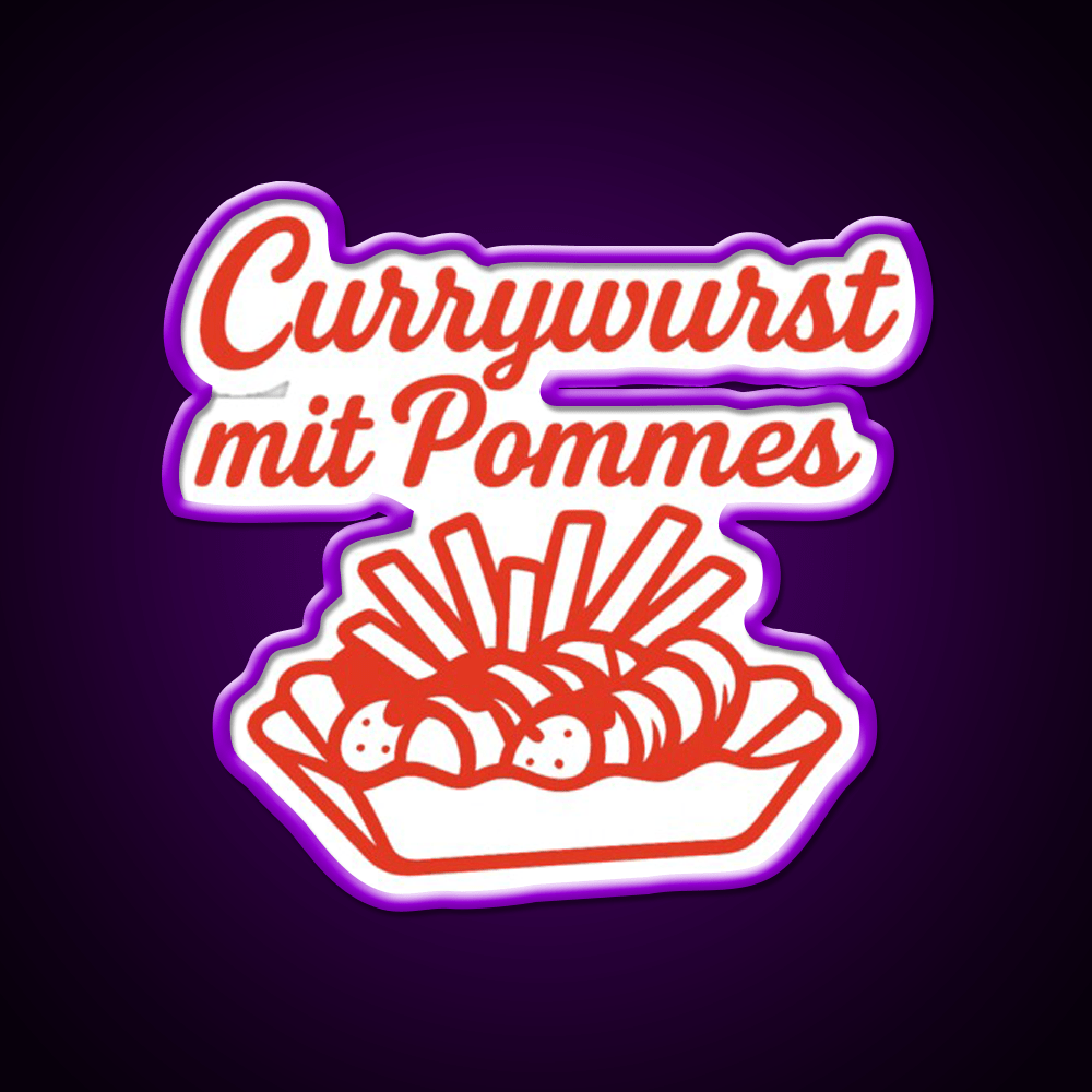 Currywurst With Fries Fast Food Led Neon Sign For Burger Place Rgb Color - Shineneon