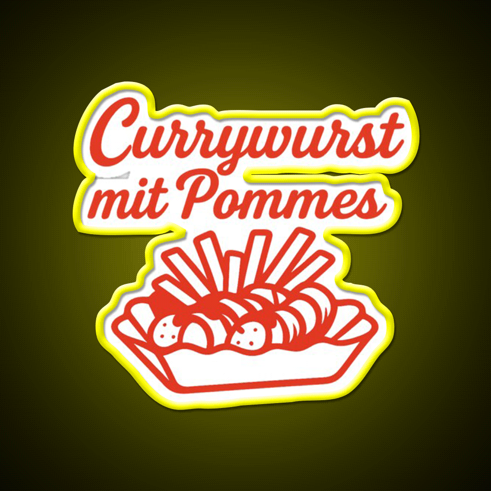 Currywurst With Fries Fast Food Led Neon Sign For Burger Place Rgb Color