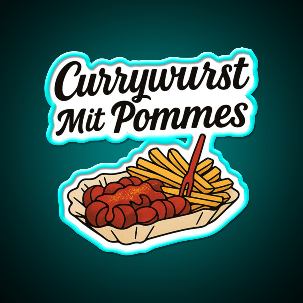 Currywurst With Fries Fast Food Led Neon Sign For Burger Place Wall Art Rgb Color