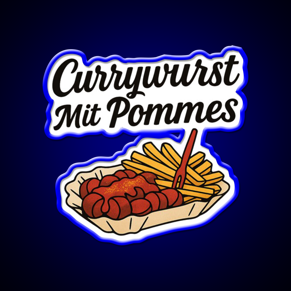 Currywurst With Fries Fast Food Led Neon Sign For Burger Place Wall Art Rgb Color