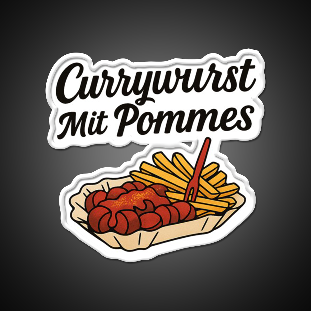 Currywurst With Fries Fast Food Led Neon Sign For Burger Place Wall Art Rgb Color