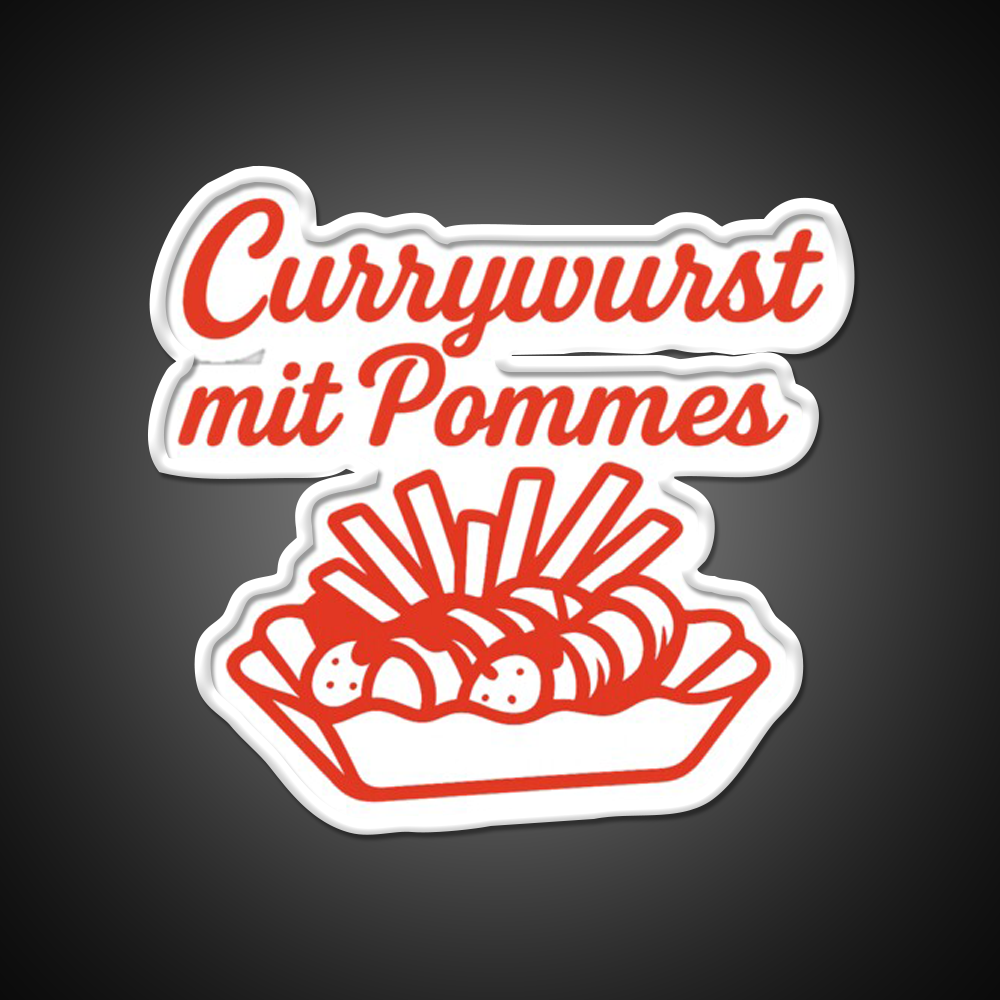 Currywurst With Fries Fast Food Led Neon Sign For Burger Place Rgb Color