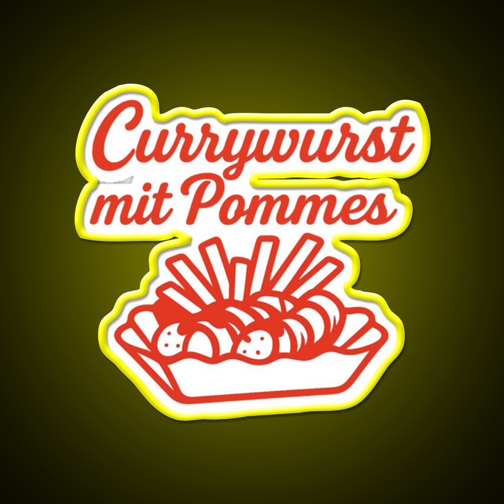 Currywurst With Fries Fast Food Led Neon Sign For Burger Place Rgb Color