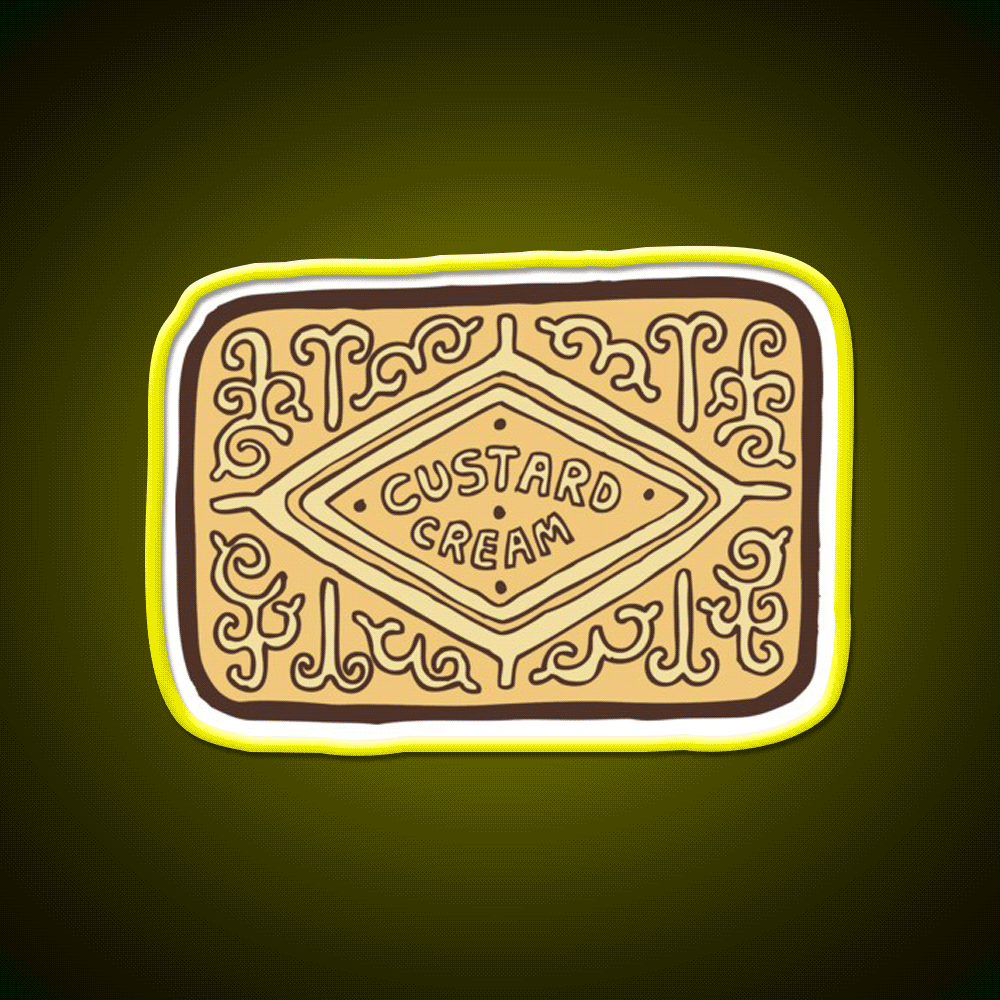 Custard Cream British Biscuit Snack Food Led Neon Sign Rgb Color - Custom LED neon sign front view