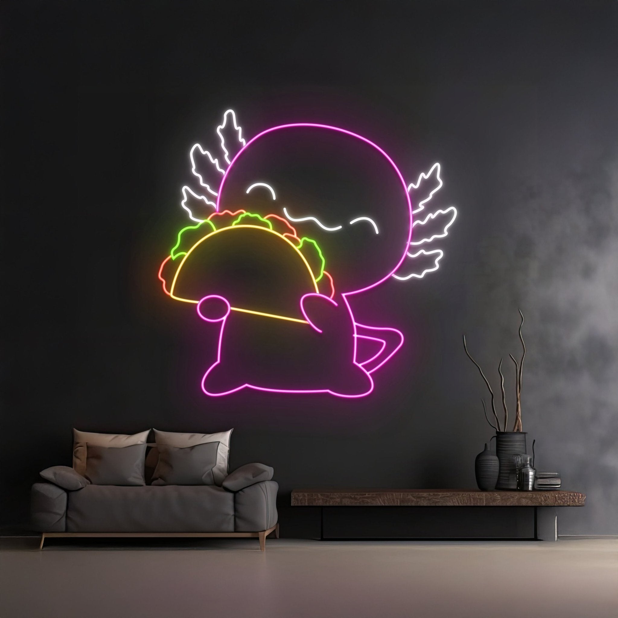 Custom Axolotl Eats Tacos Neon Sign - Shineneon
