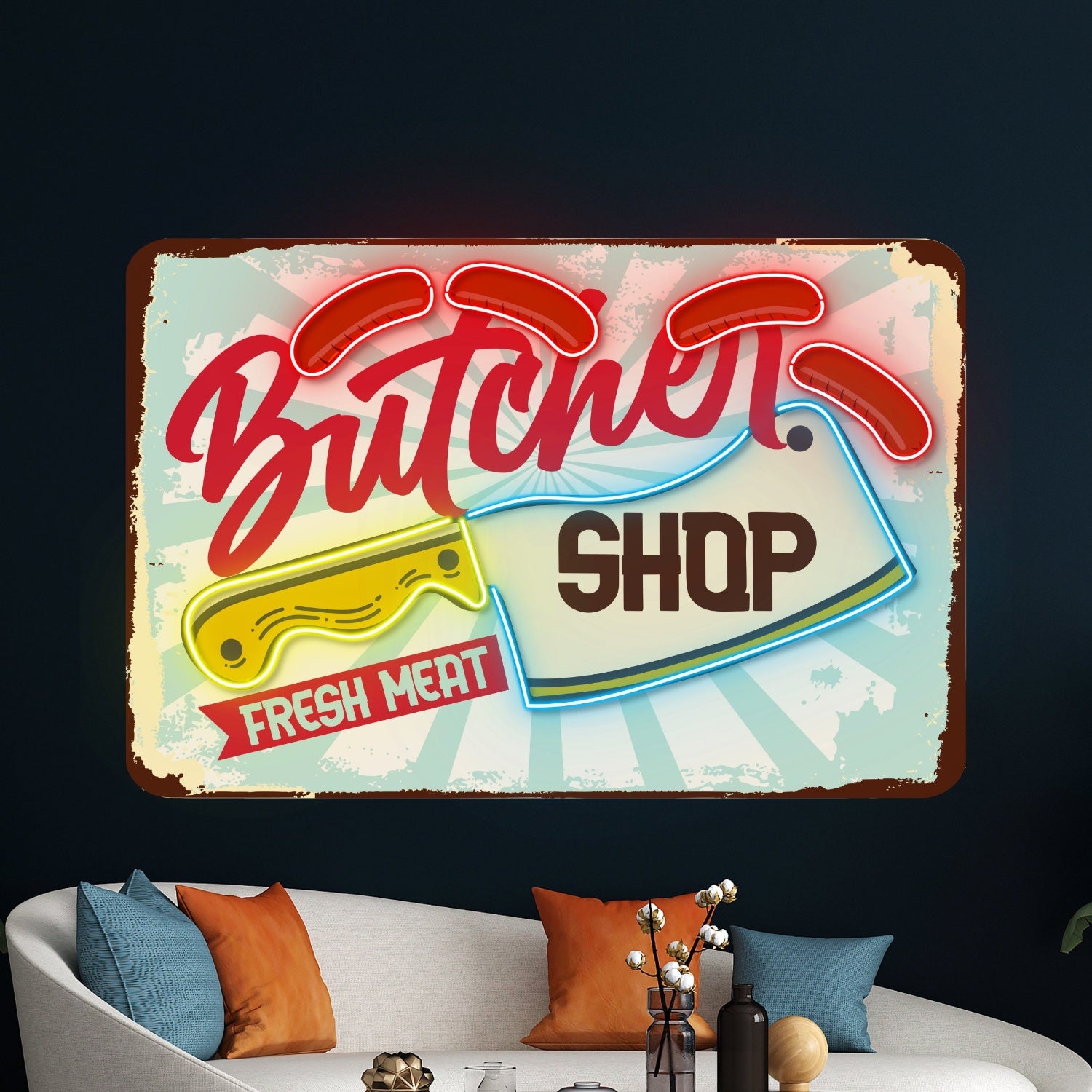 Custom Butcher Shop Decal Printed Acrylic Sign | Shineneon