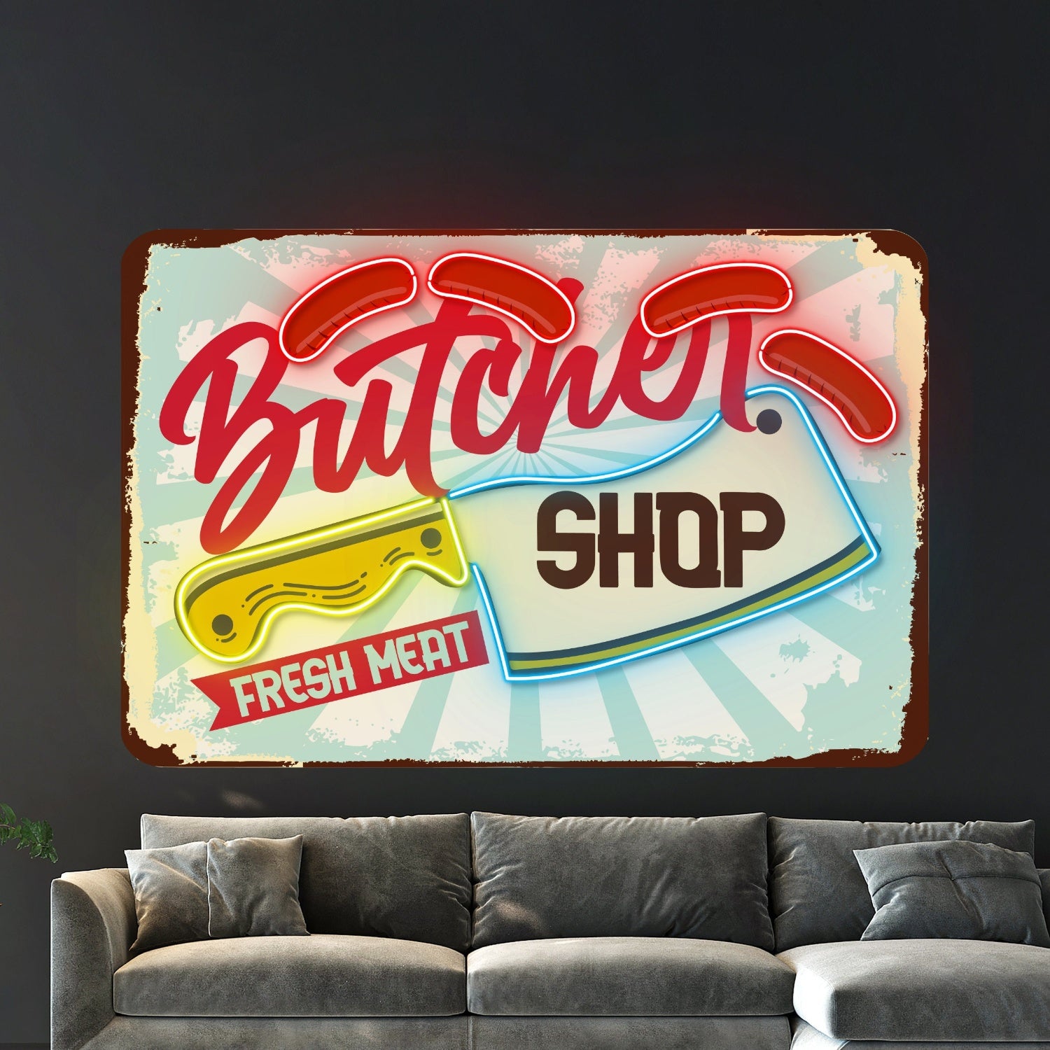 Custom Butcher Shop Decal Printed Acrylic Sign | Shineneon