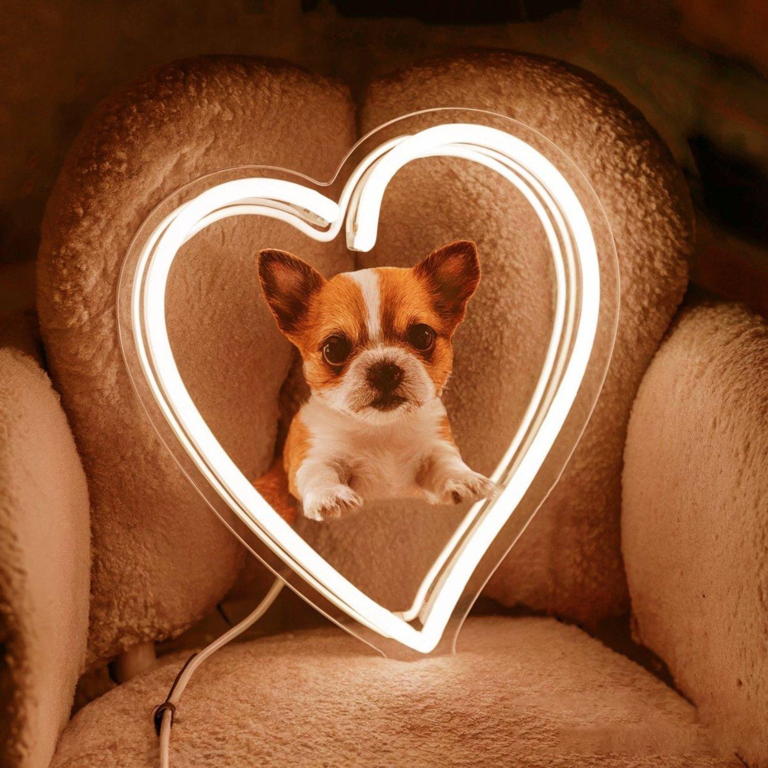 Custom Dog Heart White Led Neon Sign For Pet Lover Home Decor | Shineneon
