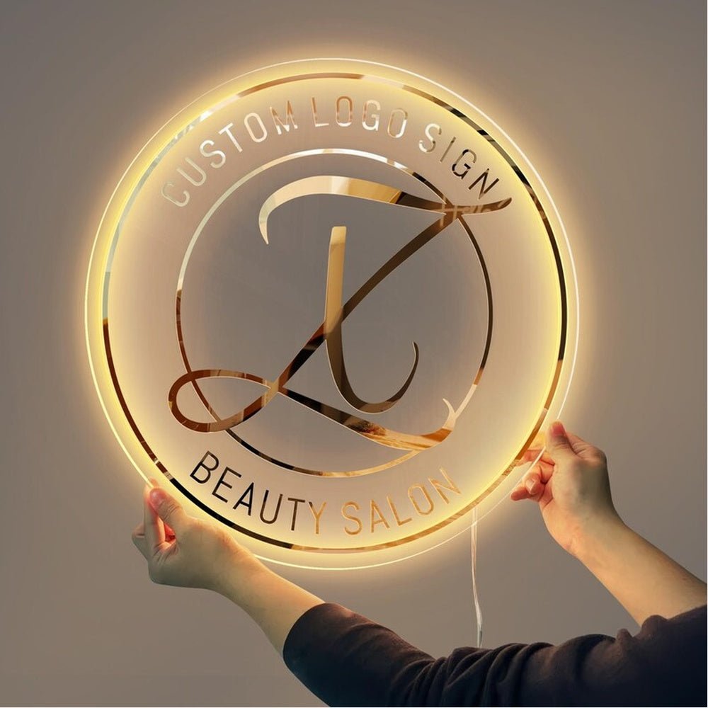 Custom Logo Sign Salon Acrylic Business Logo Sign - Shineneon