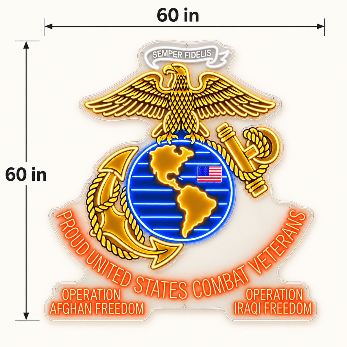 Custom U.S. Marine Corps Combat Veteran LED Neon Sign - Shineneon