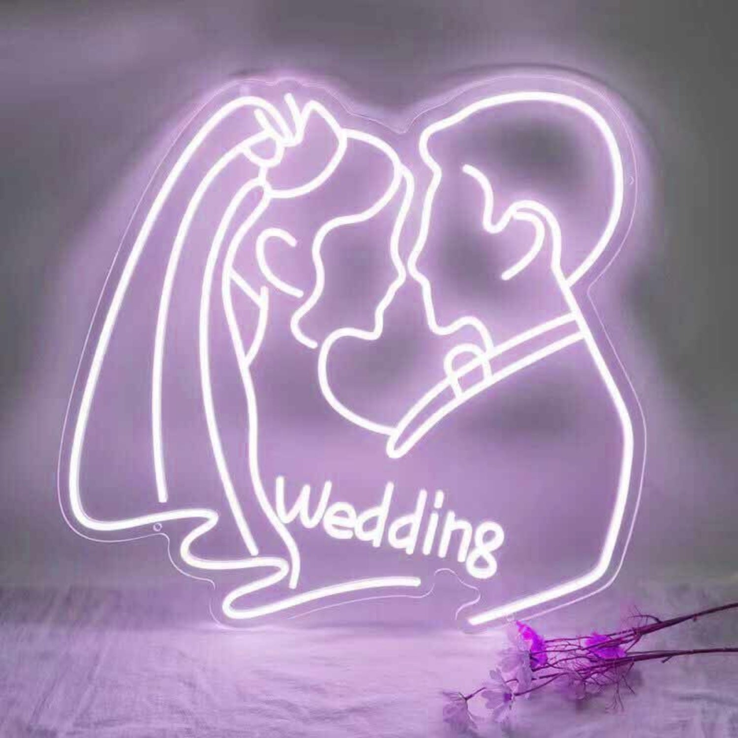 Customize Abstract Kissing Couple Wedding Neon Sign | Shineneon