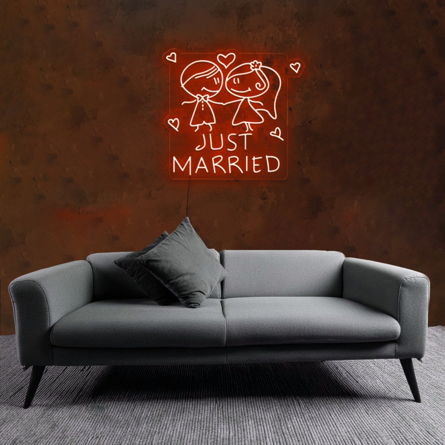Customize Just Married Cartoon Bride Decor Neon | Shineneon