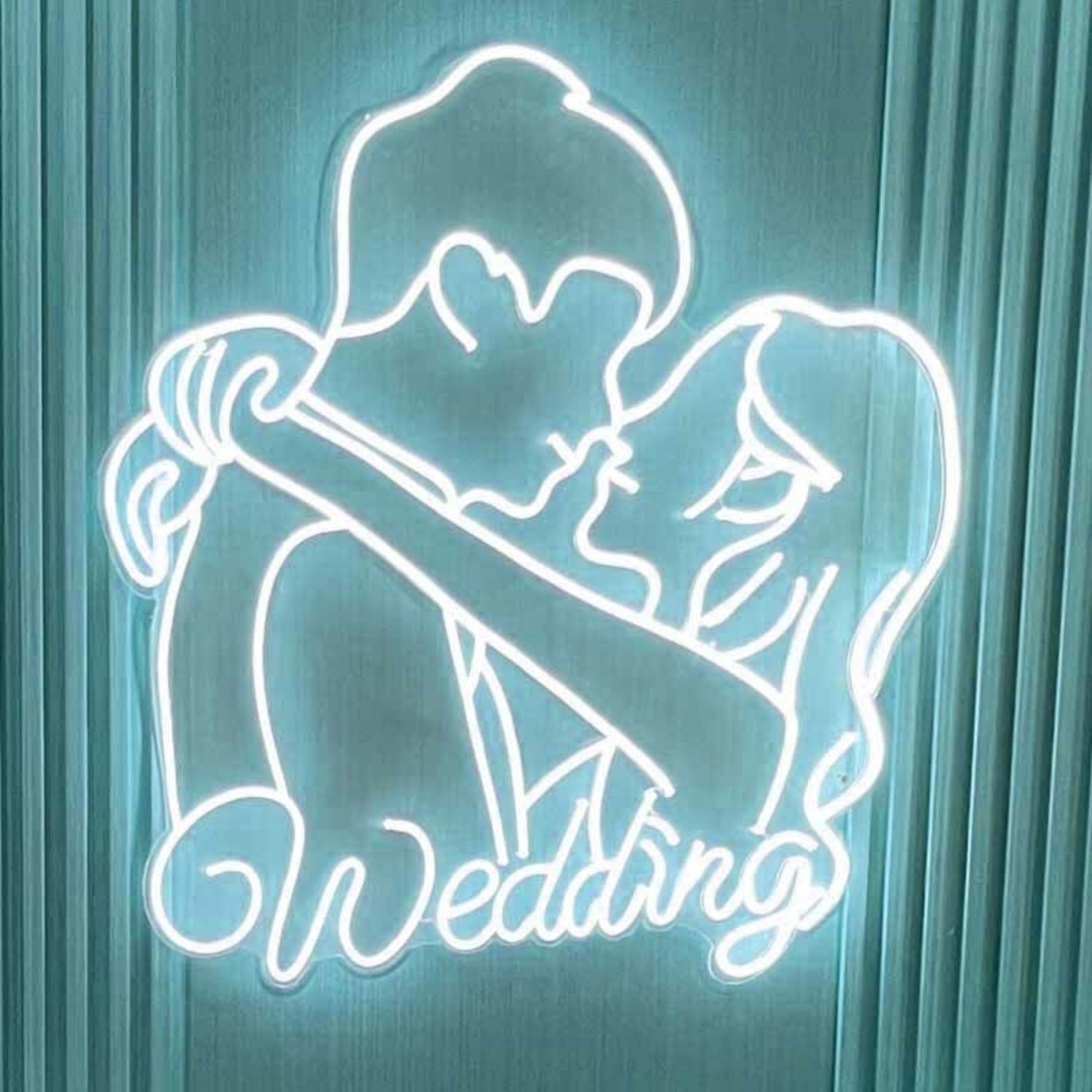 Customize Romantic Bride And Groom Embrace Kiss Neon Light | Shineneon