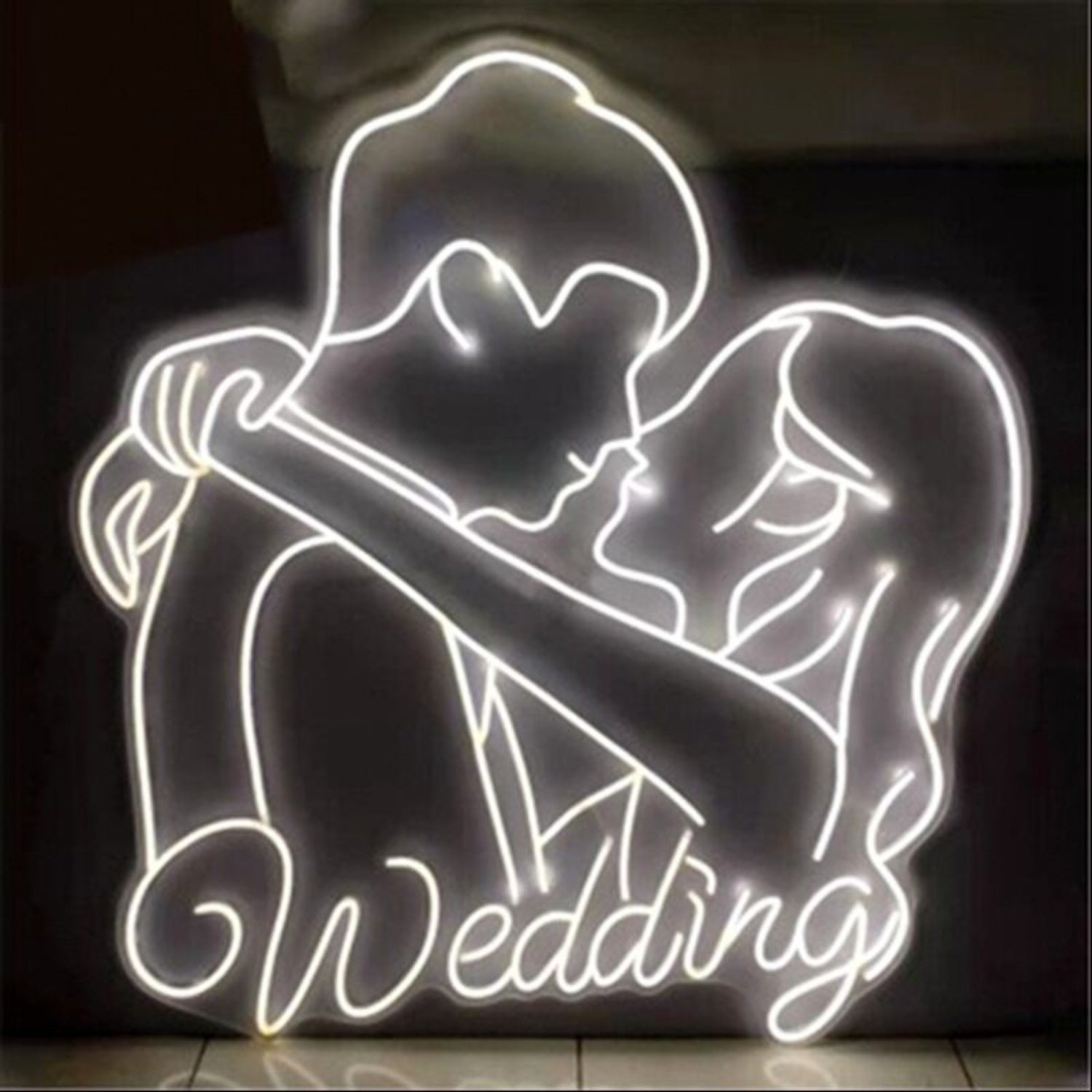 Customize Romantic Bride And Groom Embrace Kiss Neon Light | Shineneon