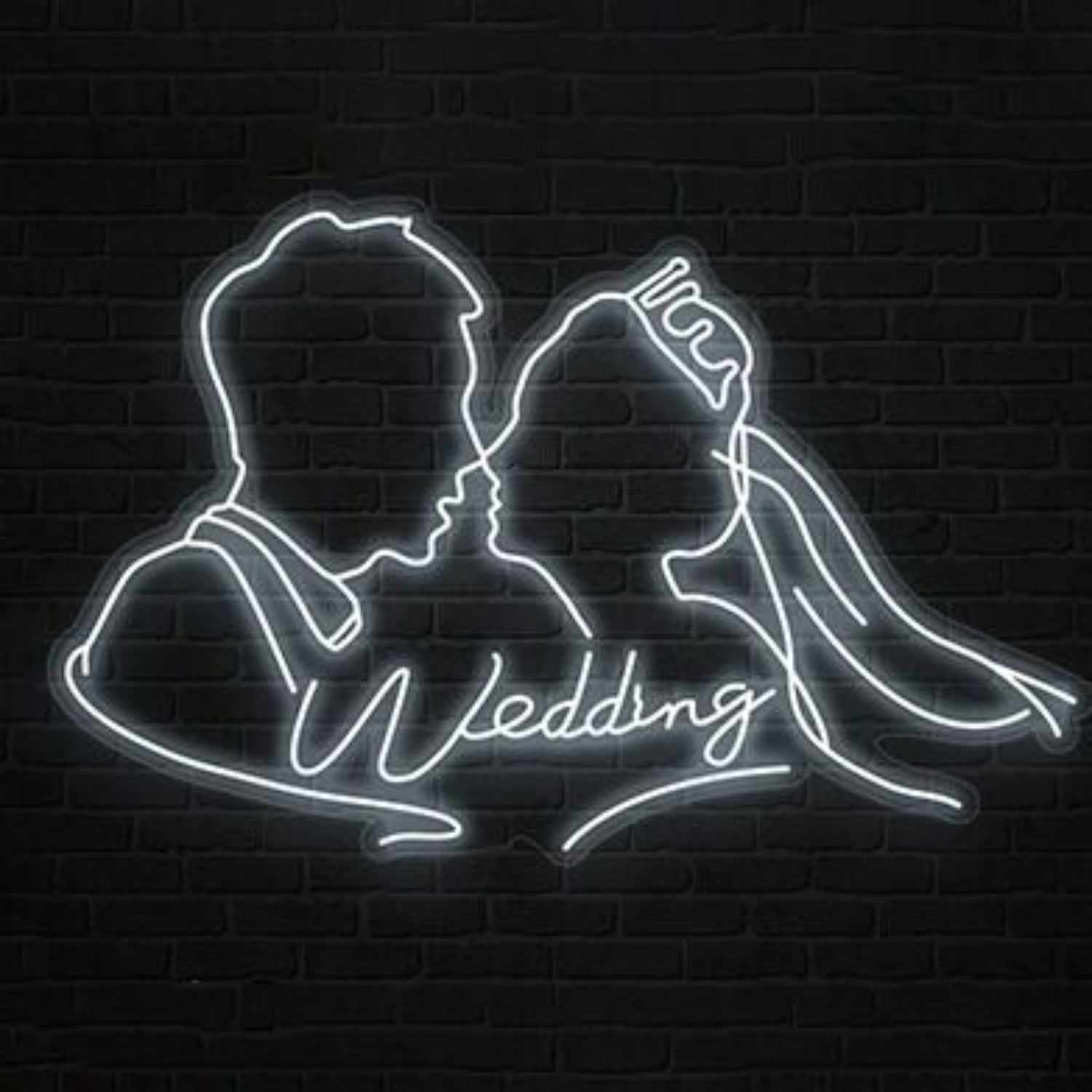 Customize Suit Groom And Crown Bride Romantic Portrait Neon Sign | Shineneon