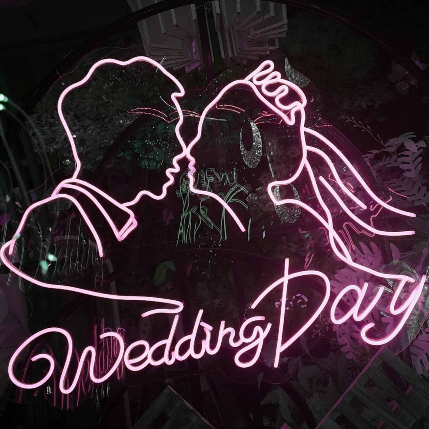 Customize Wedding Day Romantic Kissing Couple Portrait Neon Sign | Shineneon