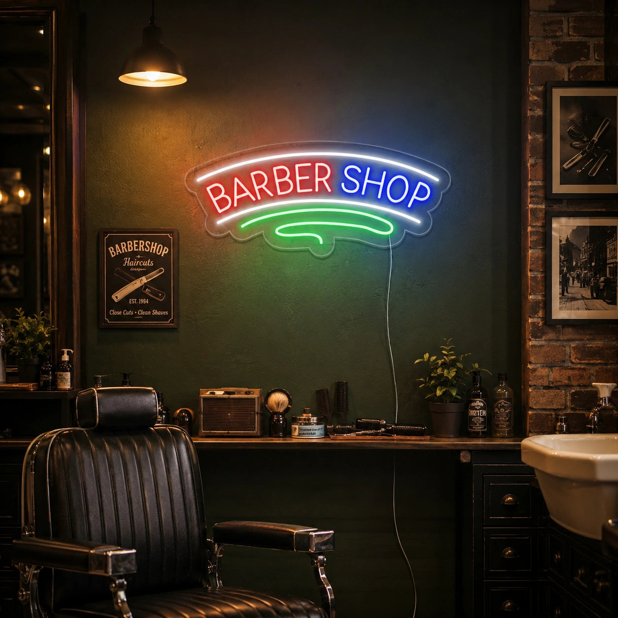 Cut And Shave Wall Neon Sign LED Neon Sign real lifestyle scene