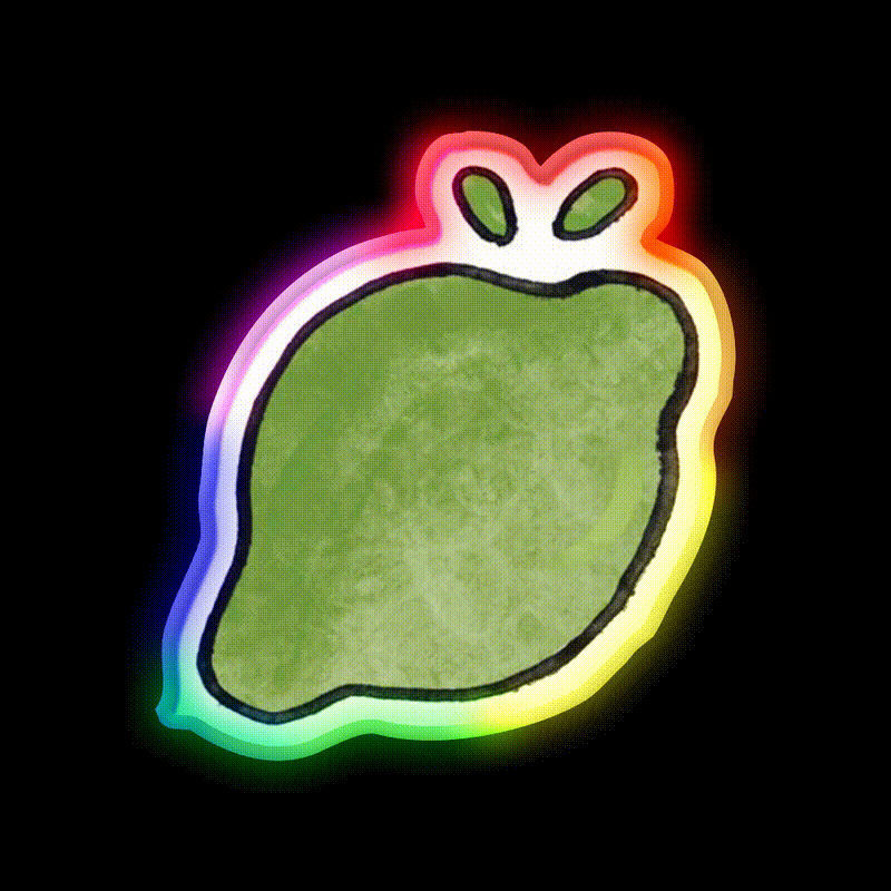 Cute And Simple Watercolor Lime Party Drink Tequila Led Neon Sign Rgb Color - LED neon sign close-up detail