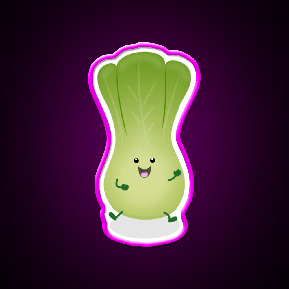 Cute Baby Bok Choy Cartoon Illustration Led Neon Sign Chinese Food Rgb Color - Shineneon