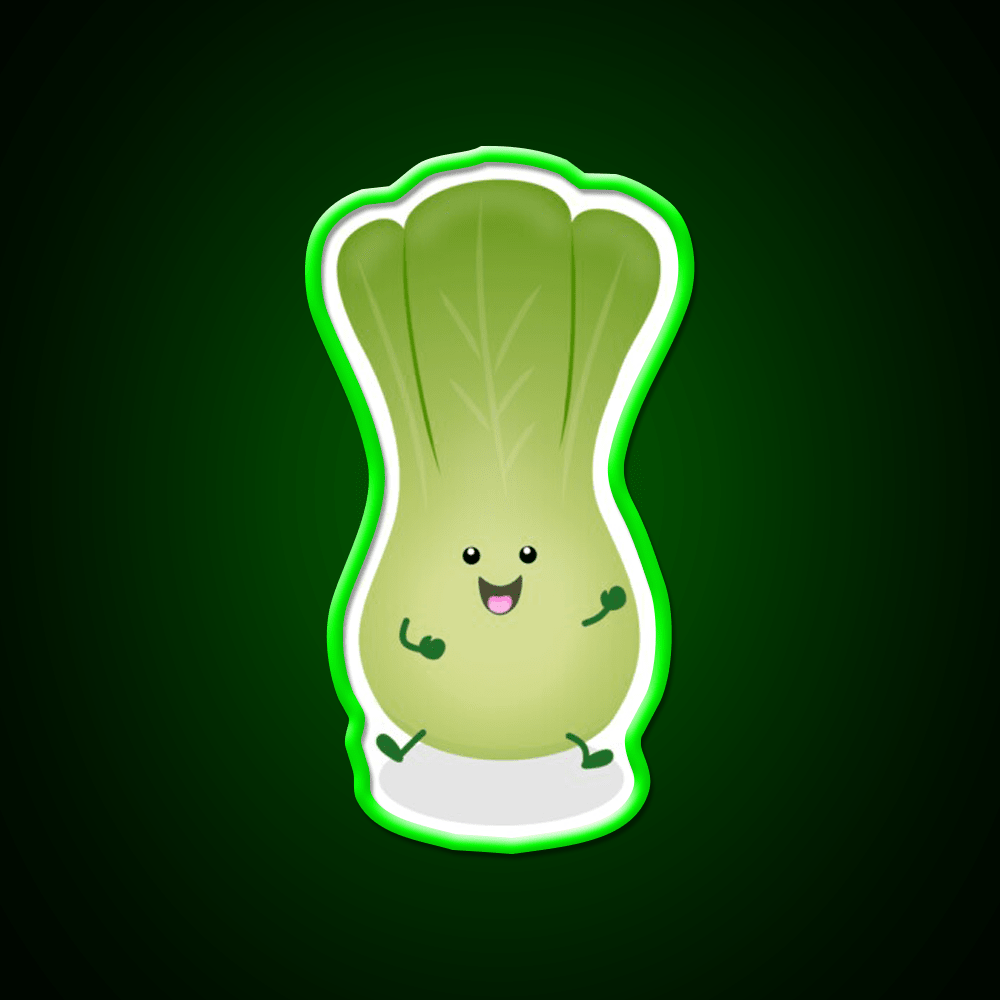 Cute Baby Bok Choy Cartoon Illustration Led Neon Sign Chinese Food Rgb Color - Shineneon