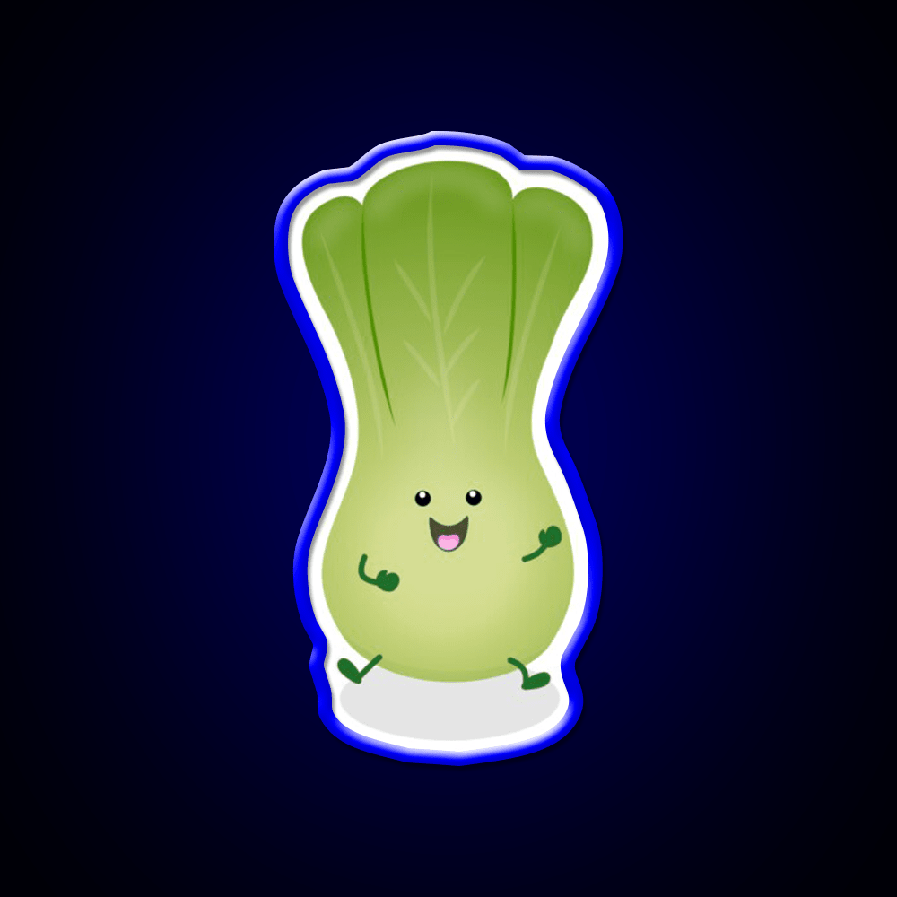 Cute Baby Bok Choy Cartoon Illustration Led Neon Sign Chinese Food Rgb Color - Shineneon