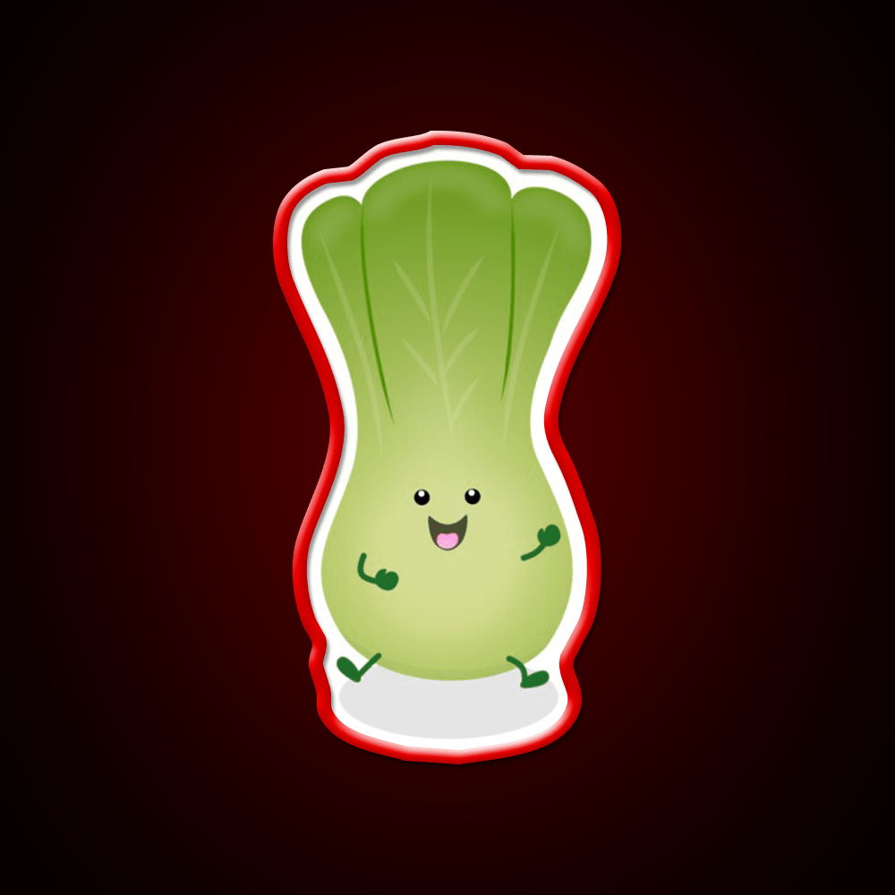 Cute Baby Bok Choy Cartoon Illustration Led Neon Sign Chinese Food Rgb Color - Shineneon
