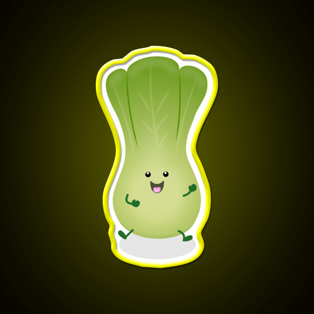 Cute Baby Bok Choy Cartoon Illustration Led Neon Sign Chinese Food Rgb Color - Shineneon