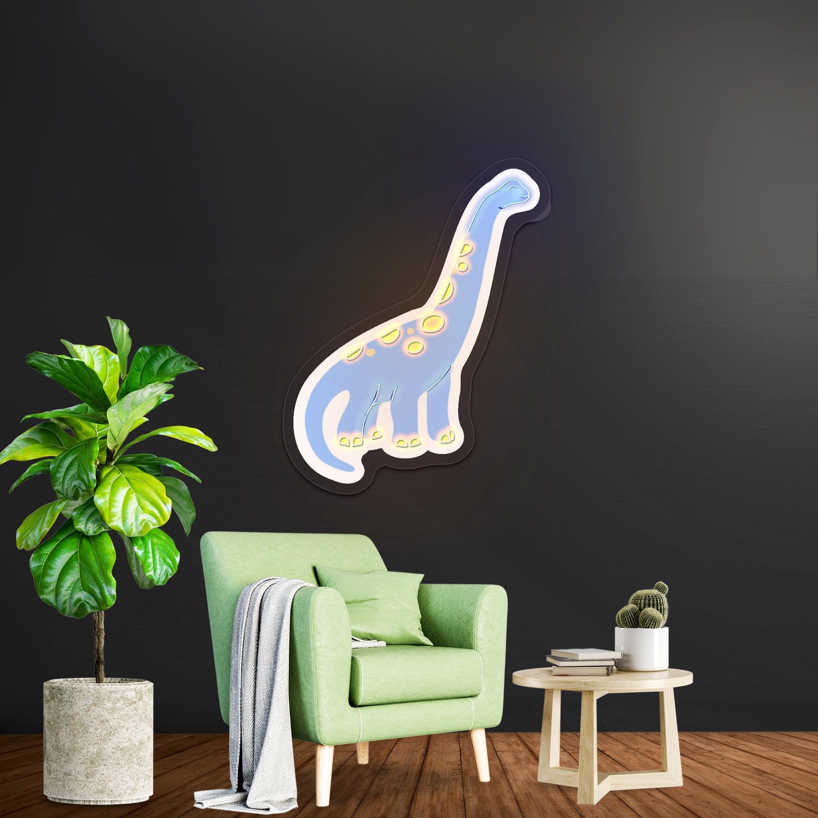Cute Blue Long Neck Dinosaur Neon Signs - Shineneon
