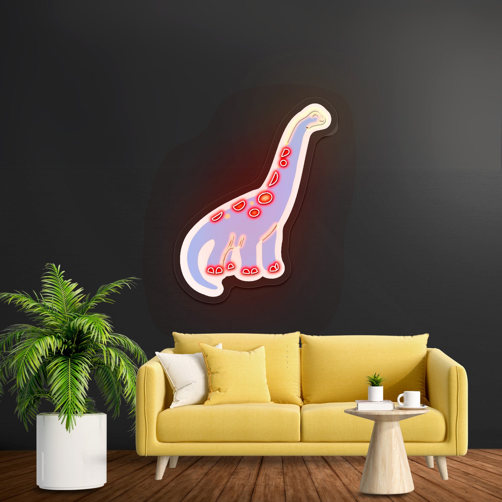 Cute Blue Long Neck Dinosaur Neon Signs