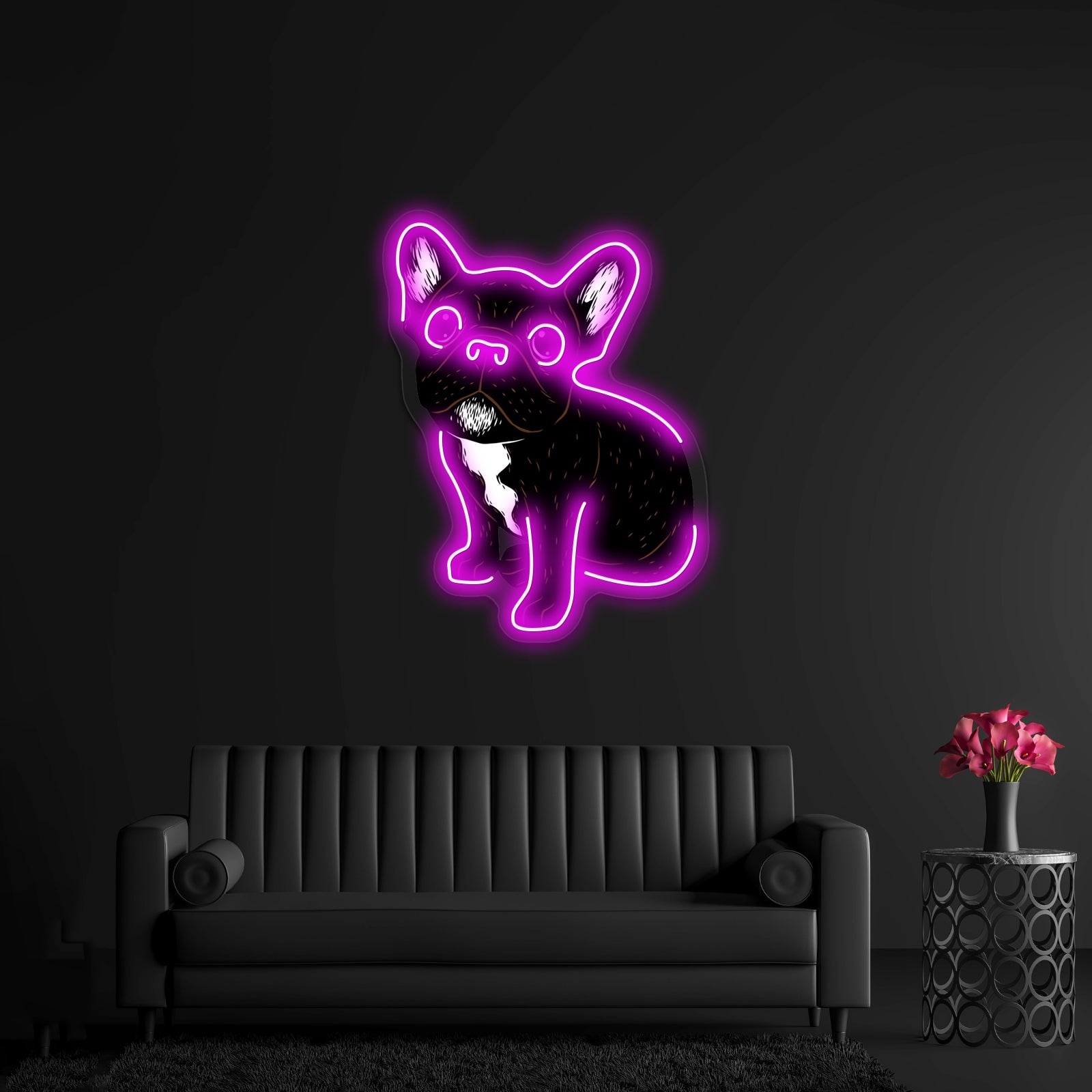 Cute Brindle Frenchie Puppy Artwork Business Led Sign