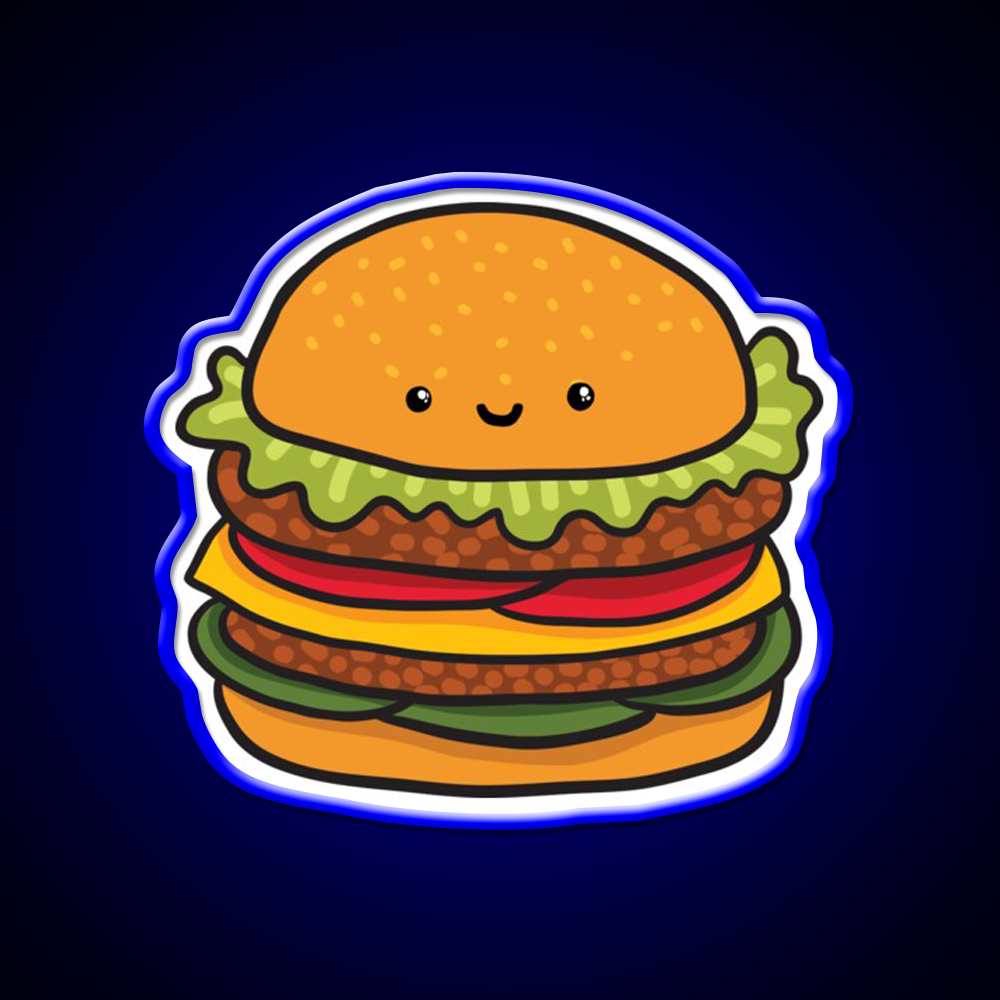 Cute Burger Hamburger Fast Food Led Neon Sign For Burger Place Rgb Color