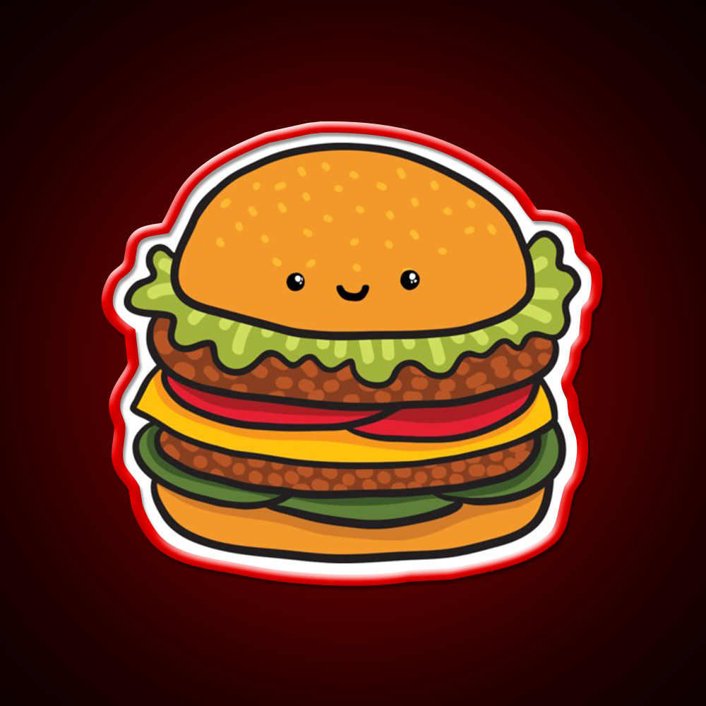 Cute Burger Hamburger Fast Food Led Neon Sign For Burger Place Rgb Color