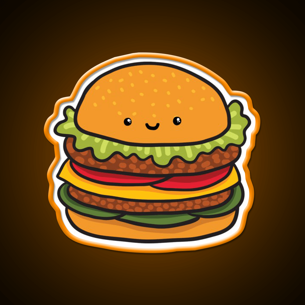Cute Burger Hamburger Fast Food Led Neon Sign For Burger Place Rgb Color - Shineneon