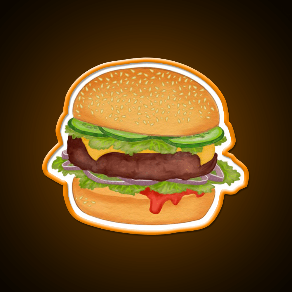Cute Burger Print Fast Food Led Neon Sign For Burger Place Rgb Color - Shineneon