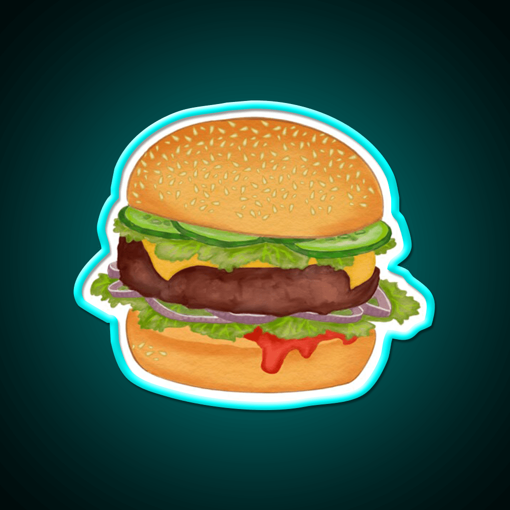 Cute Burger Print Fast Food Led Neon Sign For Burger Place Rgb Color - Shineneon
