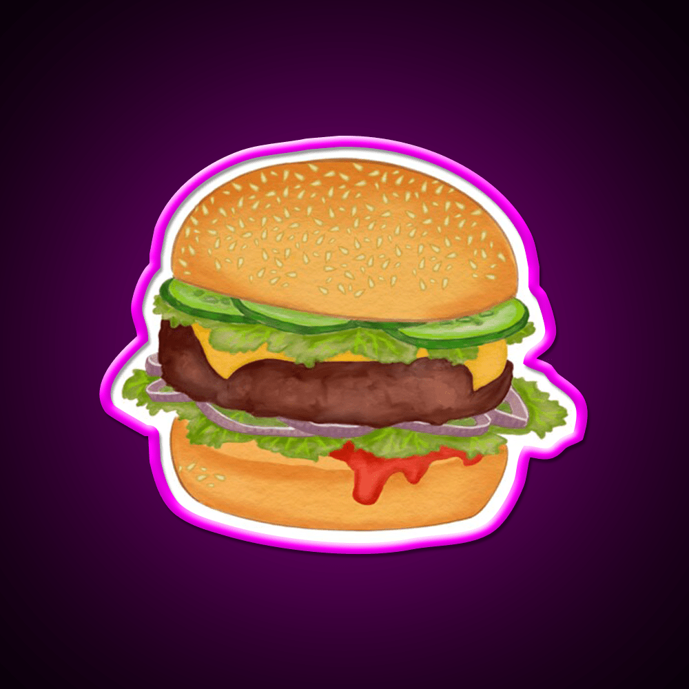 Cute Burger Print Fast Food Led Neon Sign For Burger Place Rgb Color - Shineneon