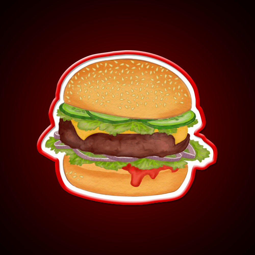 Cute Burger Print Fast Food Led Neon Sign For Burger Place Rgb Color - Shineneon