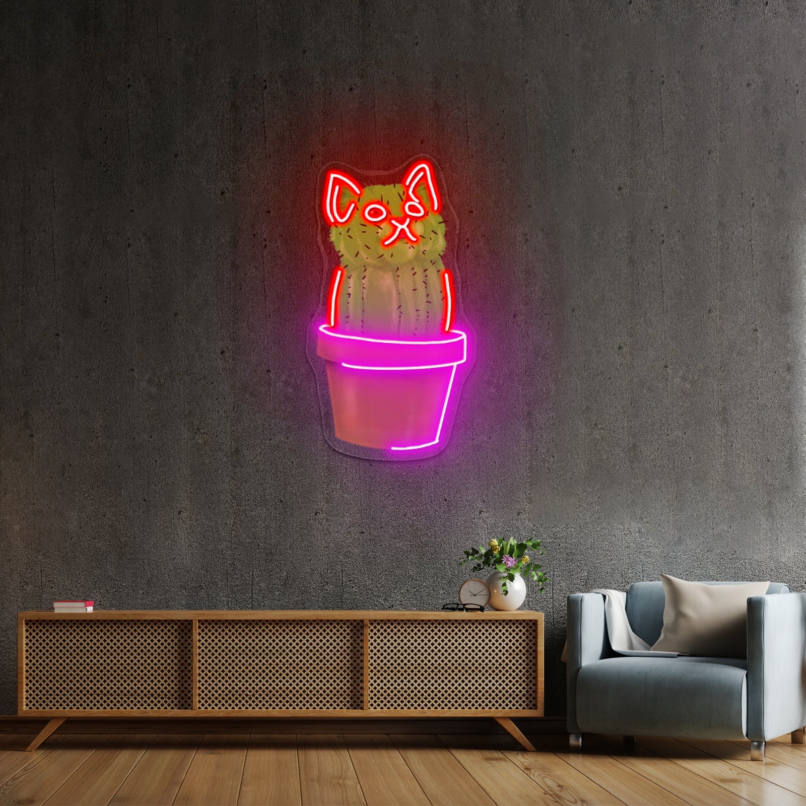 Cute Cacti Cat Neon Signs