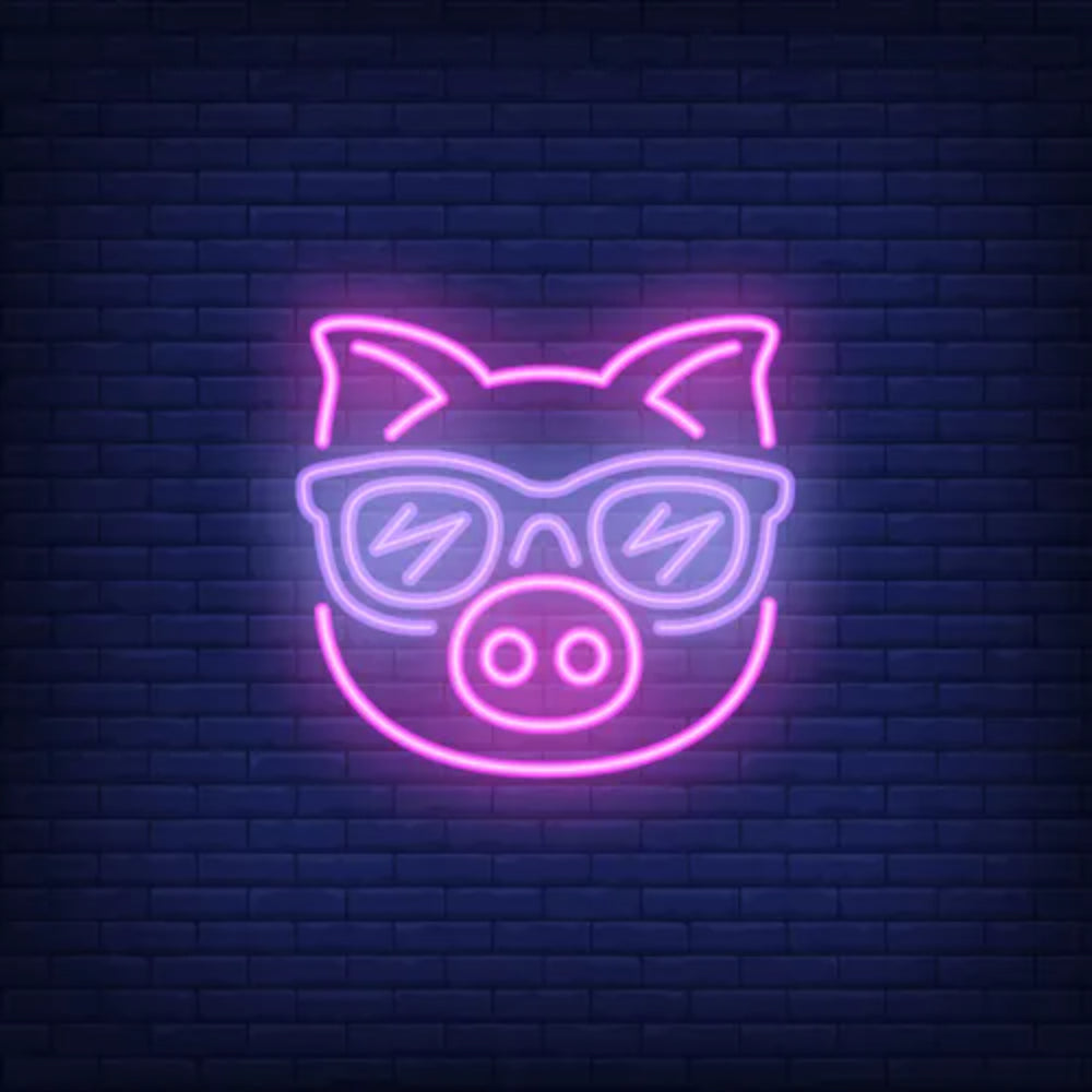 Cute Cartoon Pink Pig Sunglasses Led Neon Sign | Shineneon