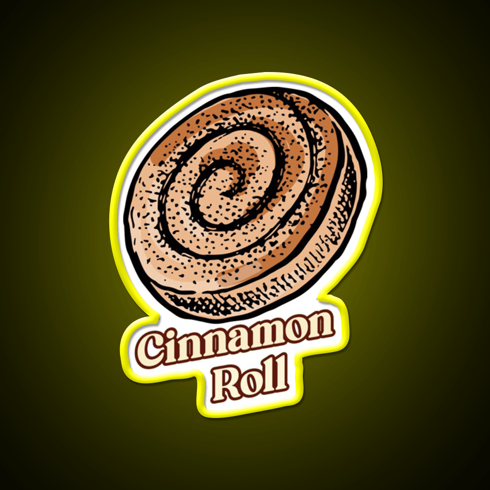 Cute Cinnamon Roll Delight Irresistible Pastry Snack Food Led Neon Sign Rgb Color - Shineneon