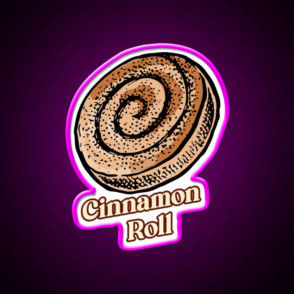Cute Cinnamon Roll Delight Irresistible Pastry Snack Food Led Neon Sign Rgb Color - Shineneon