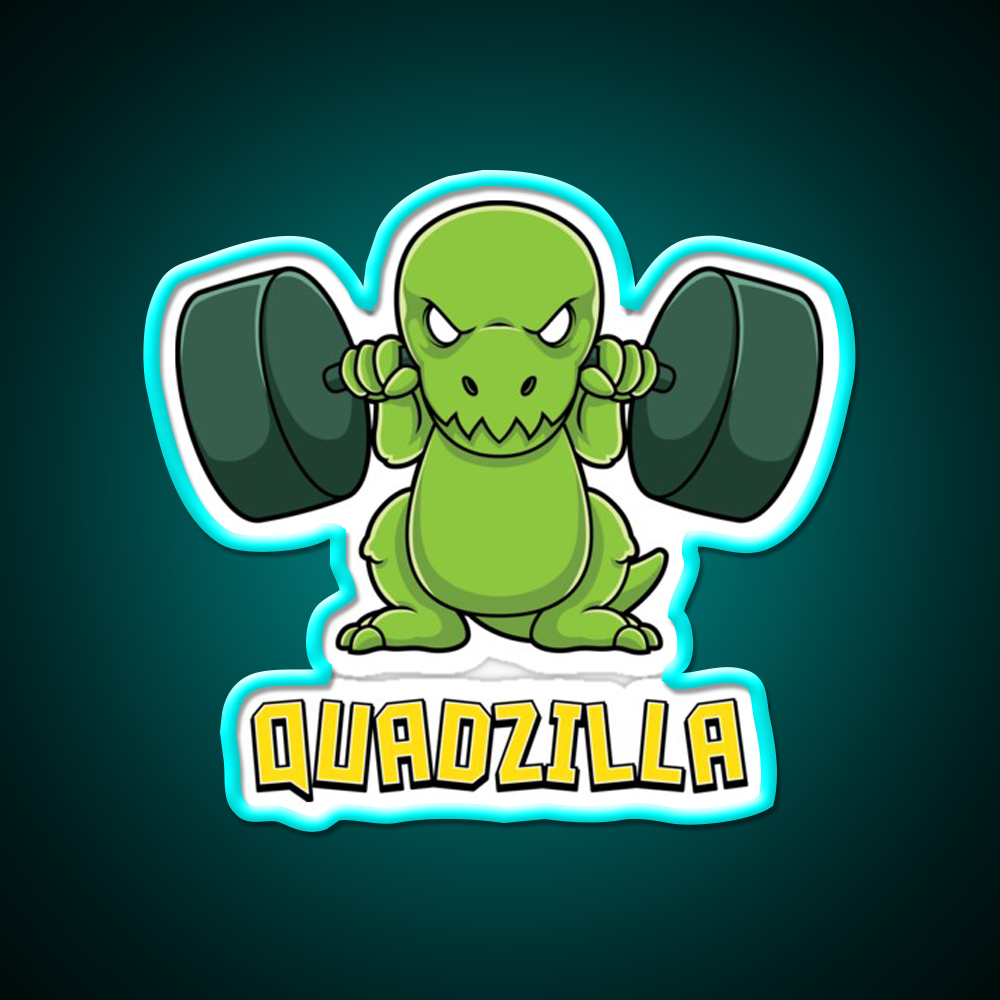 Cute Dinosaur Gym Workout Quadzilla Gift Gym Fitness Led Neon Sign Rgb Color - Size and dimension reference