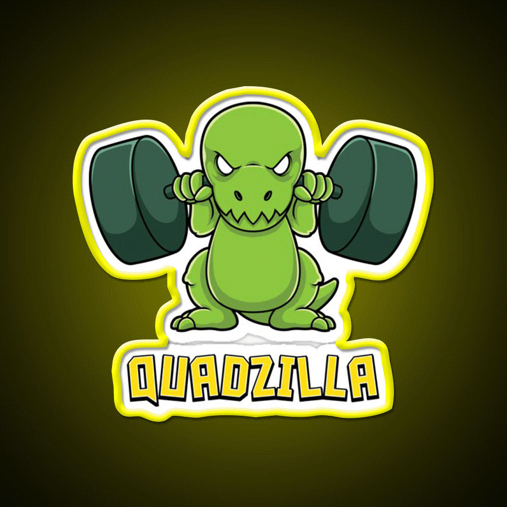 Cute Dinosaur Gym Workout Quadzilla Gift Gym Fitness Led Neon Sign Rgb Color - Custom LED neon sign front view