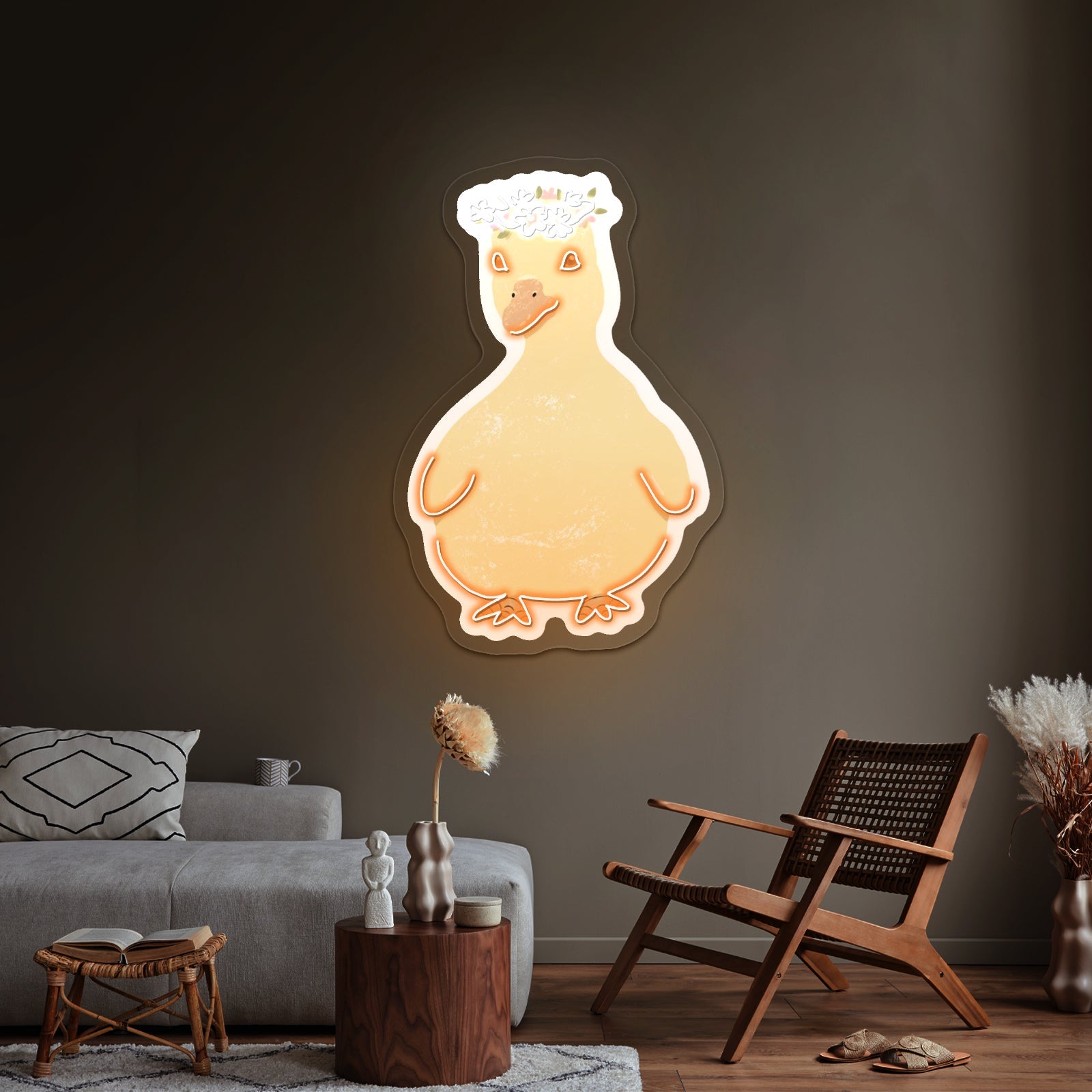 Cute Duck Flower Crown Neon Signs - Shineneon