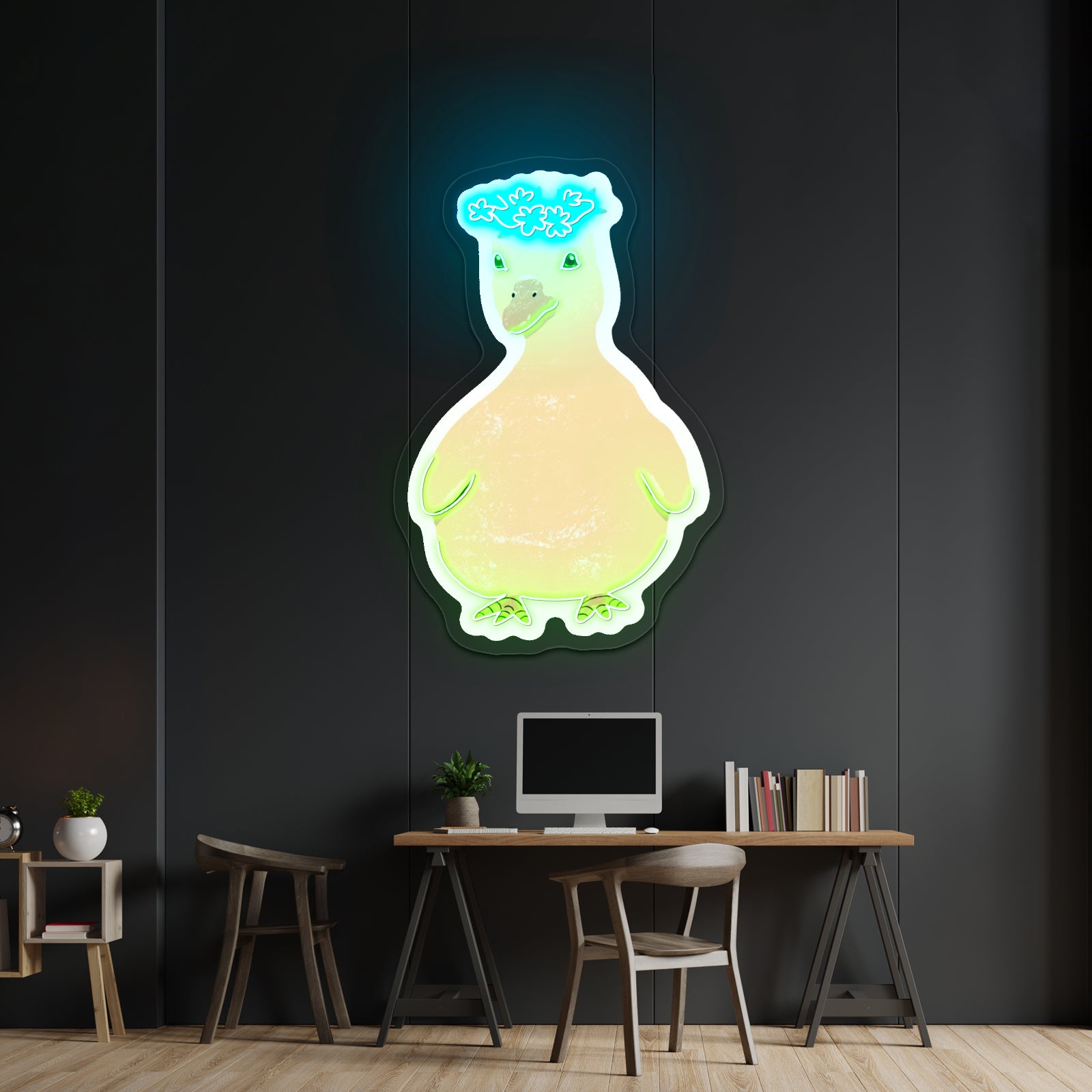 Cute Duck Flower Crown Neon Signs