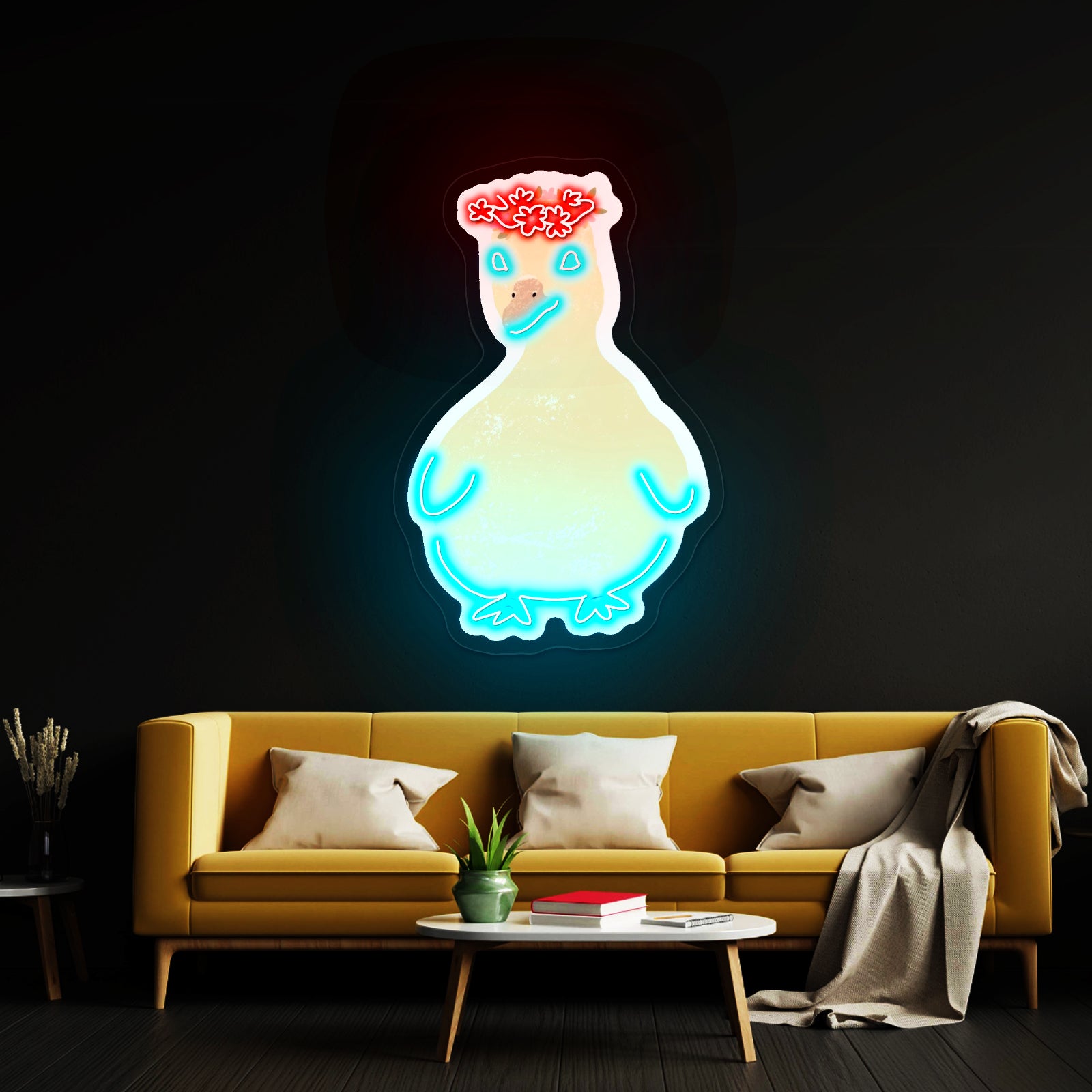Cute Duck Flower Crown Neon Signs