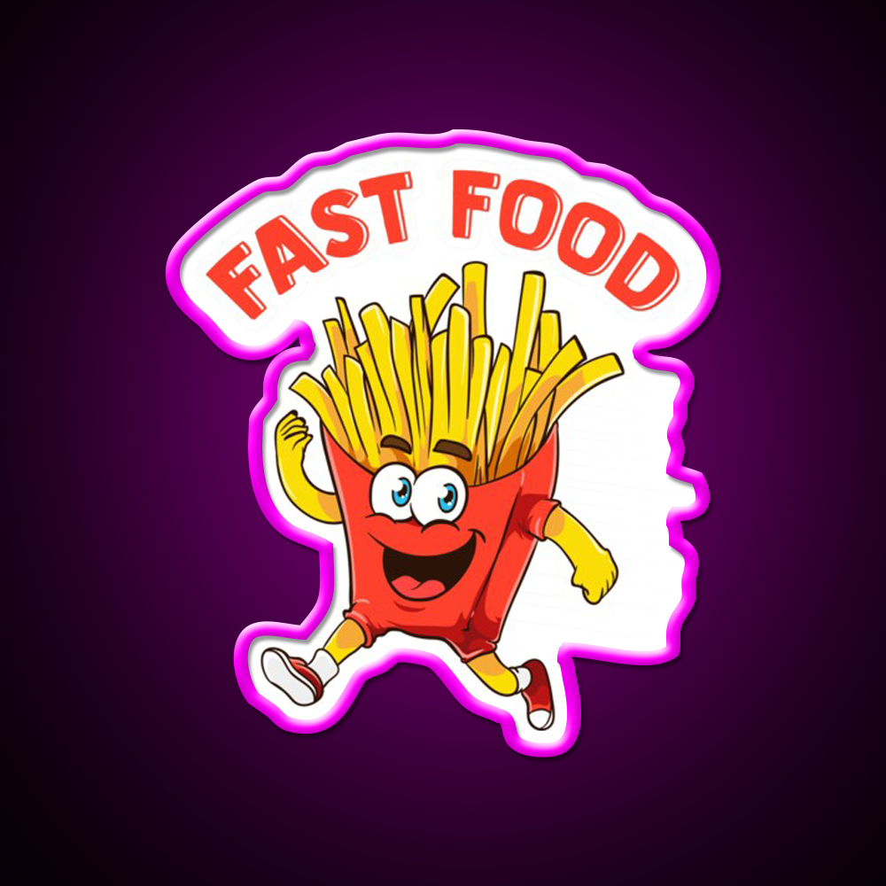 Cute Fast Food French Fries Joke Fast Food Led Neon Sign For Burger Place Rgb Color