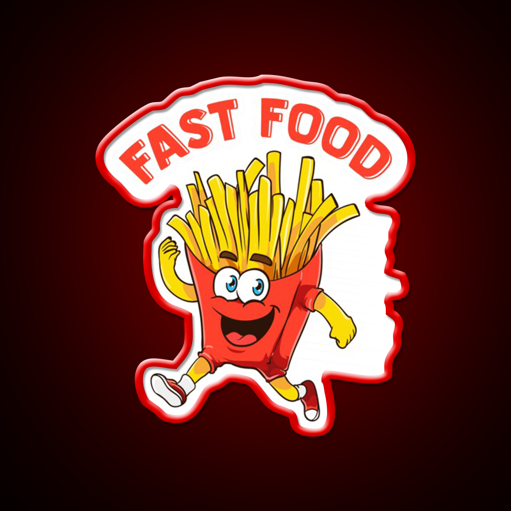 Cute Fast Food French Fries Joke Fast Food Led Neon Sign For Burger Place Rgb Color