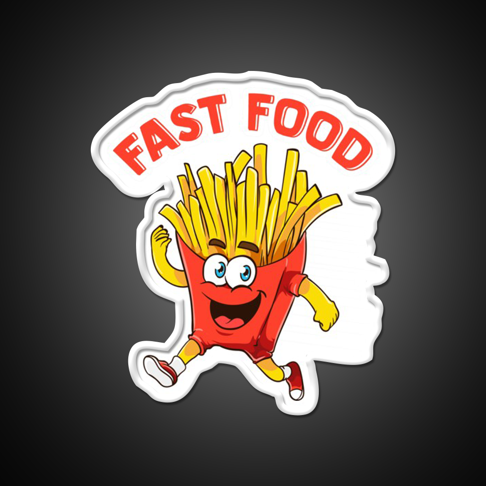 Cute Fast Food French Fries Joke Fast Food Led Neon Sign For Burger Place Rgb Color